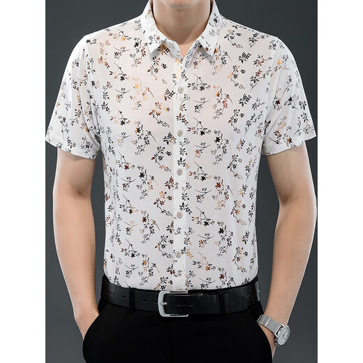 PDG Yageol 25 Summer New Men's Short à manches à manches glaciaire Silk mince Shirt Trend Fashion Trend Casual Dad 9898 Gold M 165