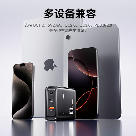 Green Giant Energy (llano) 65-W-Galliumnitrid-Ladegerät, Laptop-Set, PD-Schnellladung, geeignet für Apple 17, MacBook Pro, Huawei, Xiaomi, Lenovo, iPad Pro, Multi-Port-Netzteil, 100-W-Set, 2C1A, Schnellladung – mit 1,8 m langem schwarzem Kabel