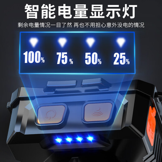 麦舒特夜钓鱼头灯强光充电超亮头戴式户外超长续航手电筒矿灯轻感应专用 无感应9900W 100小时 USB直充