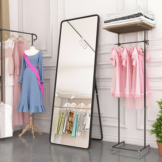 L&S dressing mirror full-length mirror home bedroom floor mirror clothing store fitting mirror internet celebrity large mirror JY89 white 146*36 high-definition imaging + damage guarantee