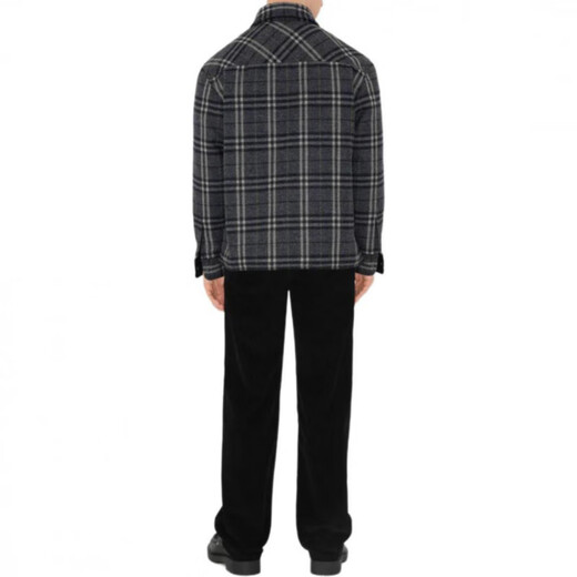 BURBERRY New Year's Gift Burberry Plaid Wool Lapel Cotton Jacket Men's Indigo Indigo S