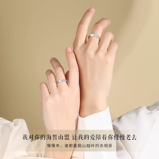 MZMZ platinum ring mountain alliance and sea oath pt950 platinum couple ring engagement ring proposal birthday anniversary gift light luxury model-mountain and sea ring