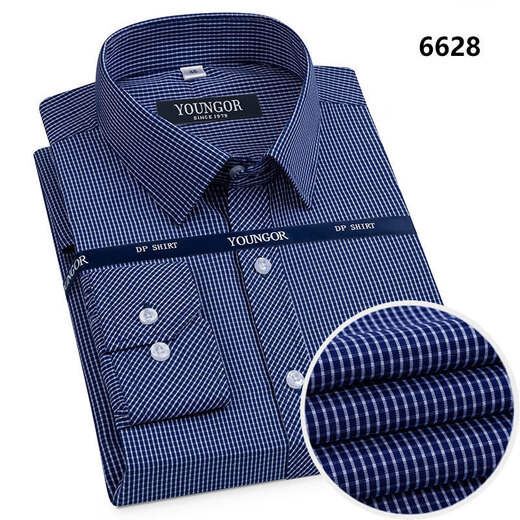 CEO Yageor 2025 New Yager Shirt Herren-langärmelte Baumwollfreie buhnchenfreies Geschäft im mittleren Alter lässig locker kariertes Hemd Langarm 6629 38