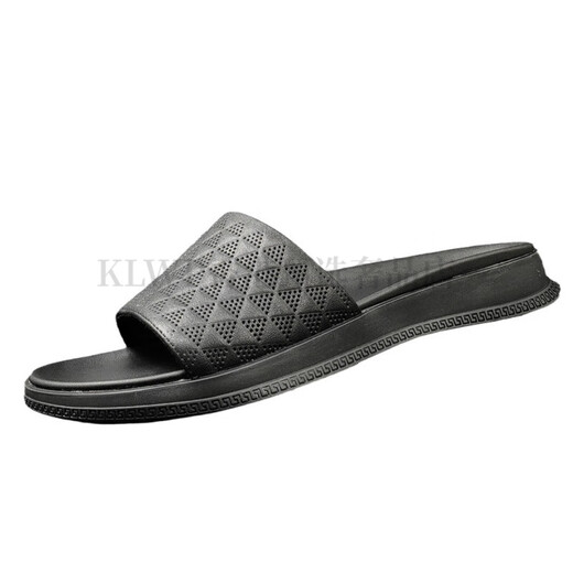 KLWP Hong Kong luxury high-end brand men's shoes summer slippers men's breathable outer wear sandals black British all-match flip flops black 41