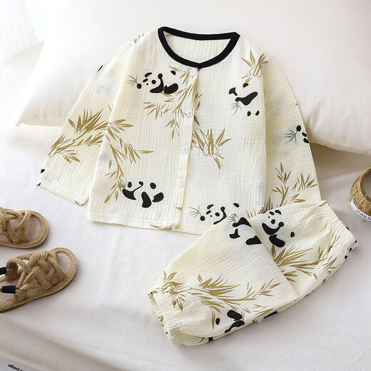 
Children's pajamas set new summer A-class cotton yarn boy pure cotton girls long-sleeved home clothes 15xk409 MS13 110 cm