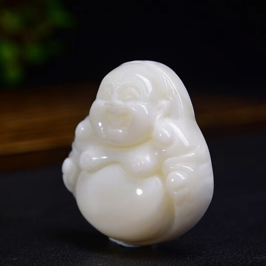 Mochen MOEYCIOR natural Hainan deep sea shell carved Laughing Buddha pendant for men and women, Hainan organic gemstone couple pendant, size about 37*40