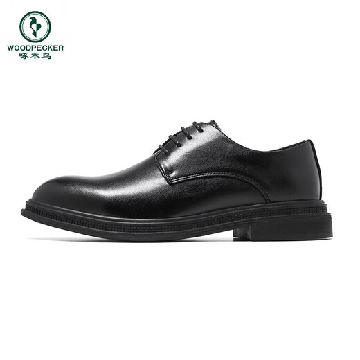 Woodpecker niche imitation leather casual shoes spring business formal leather shoes inner heightened suit wedding groom shoes lace-up inner heightened M4882 black 43