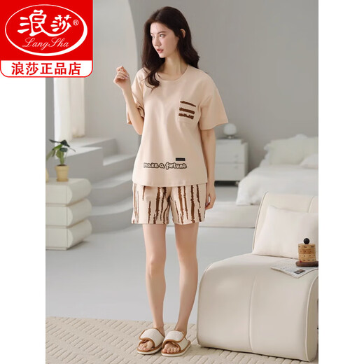 Langsha 2025 Nouveau pyjamas pour femmes en été en été coton pur à manches courtes à manches sportives décontractées de vêtements de maison z9854 l [recommandé 100-120 Jin [Jin est égal à 0,5 kg] usure]