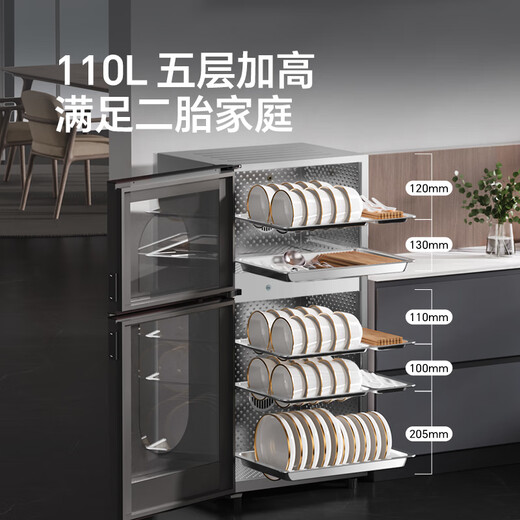 Canbo 304 stainless steel sterilization cabinet household countertop baby bottle tableware high temperature two-star double door thermal wind sterilization cupboard national subsidy XDZ110-KT