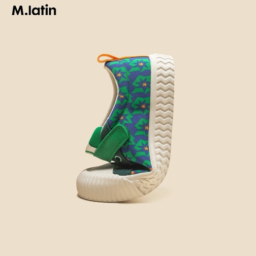 马·拉丁（M.Latin）女大童印花拼色帆布鞋12401S201X 森林绿 30
