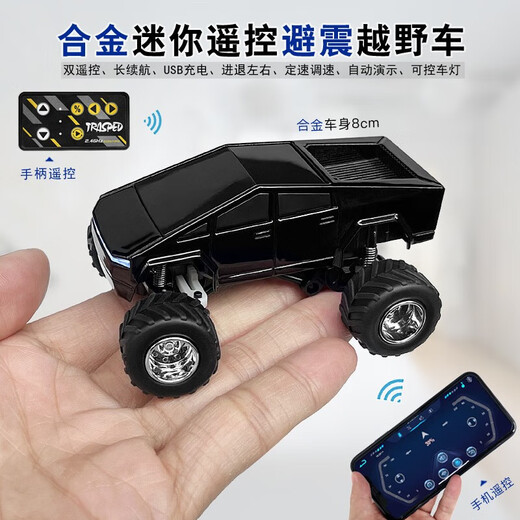 Yunya Tesla Alloy Mini Remote Control Pickup Towet Toy Remo Remote Control Car Bureau Mobile Phone Mobile Control Control Boy Toy Silver [Dual Remote Control + 3 Gear Shift + Cruise] Cadeau d'anniversaire de la journée pour enfants