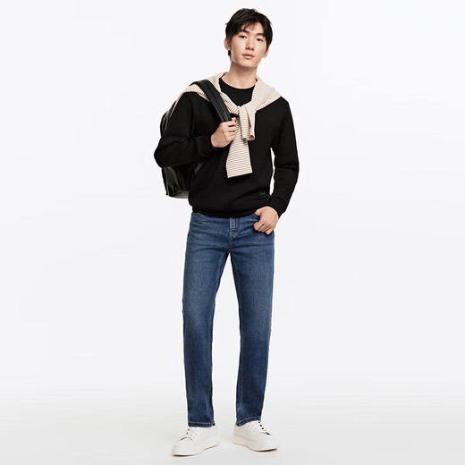 Jiumuwang Men's Pants Jeans Autumn Fashion Denim Elastic Soft Light Skin Comfortable Straight Leg Jeans for Men