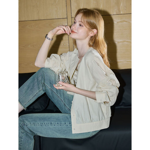 
KUHNMARVIN Gentle Minimalist Commuter Short Jacket Women's Early Autumn New Gaozhi Elite Outdoor Top K37098 Beige S