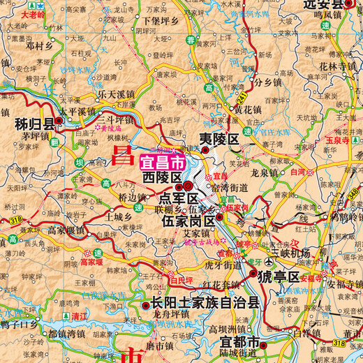 湖北地图 2025年湖北省政区交通地形图 1068*749毫米