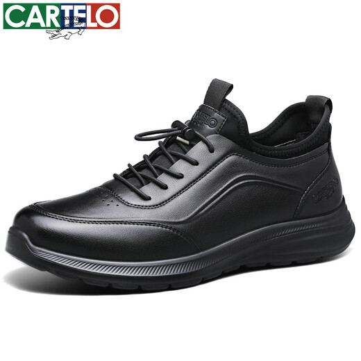 CARTELO men's shoes spring and autumn cowhide comfortable dad shoes business sports casual men's leather shoes 5210 black 40