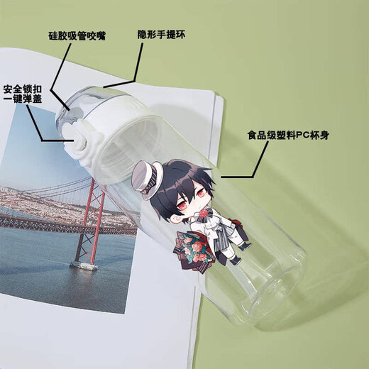 承琉时空中的绘旅人水杯艾因罗夏叶瑄司岚动漫二次元塑料吸管杯子女生 吸管塑料杯580ml FF3882艾因
