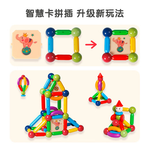Magic Magnetic Player (Magplayer) Kinderspielzeugmagnetstock 72 große Getreidebaubausteine mit Jungen und Mädchen 3-6 Jahre alte Geschenke Variante Clown an Steckern