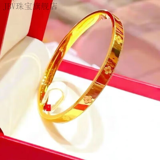 JBV老凤凰【多种尺寸选择】999黄金足金手镯女时尚四叶草幸运实心黄 58圈口 适合90-100斤佩戴 16克【专柜】15682元
