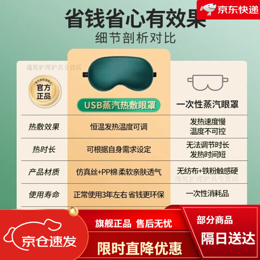 眼罩睡眠改善黑眼圈【2694人好评】电加热艾绒usb热敷遮 粉色【送3个艾绒内胆】【周期装】 新升级USB口调温加热定时间(升级版)