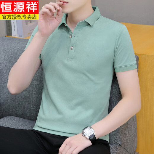 Hengyuanxiang Summer Collar Pure Cotton футболка мужская рубашка с короткими рукавами с короткими рукавами, лацкал с твердым цветом с половинным цветом. Случайная обычная молодежь топ-черный QY686 4XL [185-200JIN [JIN равно 0,5 кг]]]