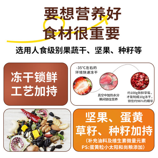 Kaiyuan full price parrot special food small sun bird food feed Xuanfeng monk food nut seeds peony bird food 650.2g small sun nutritional special food