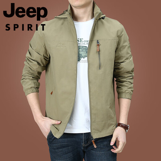 
JEEP SPIRIT Outdoor Men's Jacket Autumn and Winter 2025 New Middle-aged Men's Autumn Clothes Plus Fleece Jacket Men's Spring and Autumn Thick 9898 Military Green Style Plus Fleece 3XL
