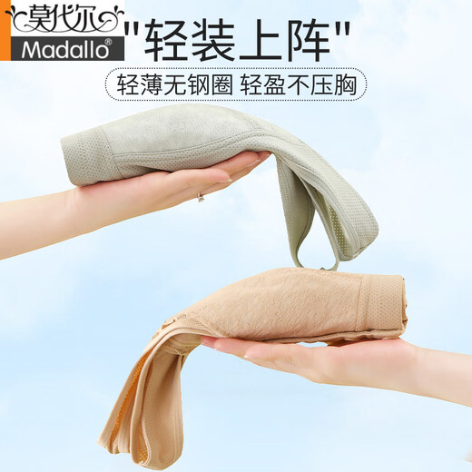 莫代尔妈妈内衣女夏季薄款背心式前扣文胸中老年妇女无钢圈大码运动胸罩 肤色+肤色 85B 110-130斤