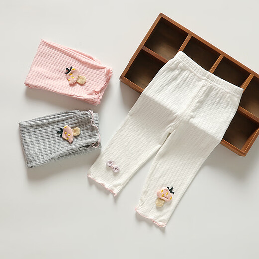 
Mini Balabala official website for girls' leggings for summer thin style for 0-3 years old baby cropped pants elastic can be opened for 689 months infants and toddlers Mushroom cropped pants_white_[can be opened for stairs] 80 cm