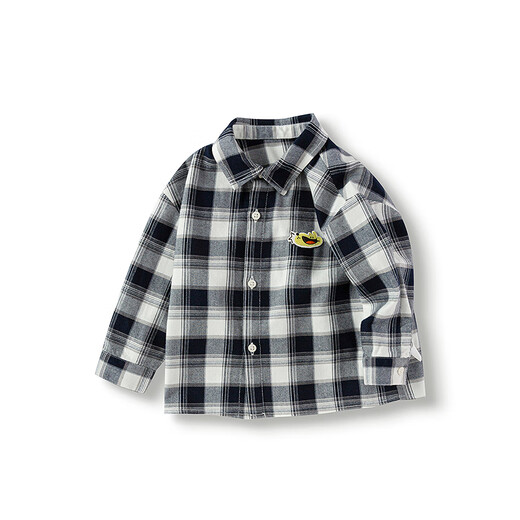 Balabala children's clothing baby shirt boys long-sleeved classic plaid shirt autumn super soft velvet, skin-friendly, comfortable and trendy black and white tones 00491-208325102103 120