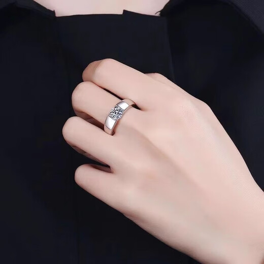 Pt950 platinum D color moissanite color diamond ring for men one carat personality domineering trendy temperament men's ring gift classic men's model 1 carat - light luxury model default open model (size can be adjusted)