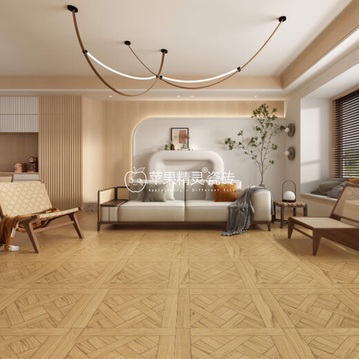Apple Elf Versailles parquet wood grain brick 600x600 full porcelain white embryo dining room bedroom floor tiles anti-slip imitation solid wood floor 6630 mold X-font style full porcelain 3C Appendix G 600x600