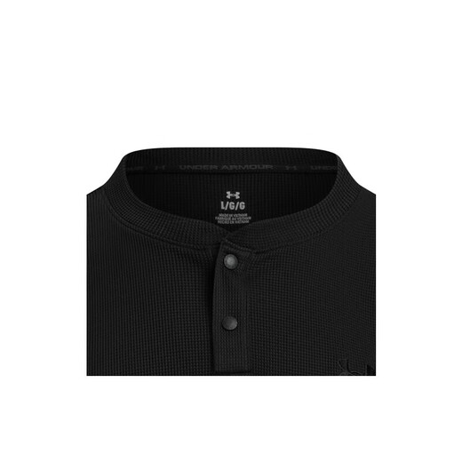 Under Armor (Underarmour) Spring and Summer Waffle Henley Men's Waffle Sports and Casual Short à manches courtes 6007562 Black 001 L