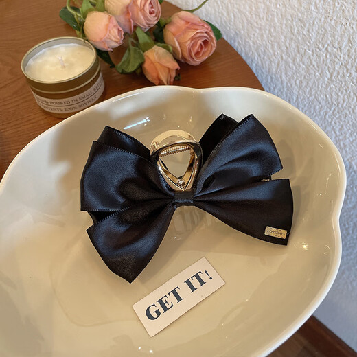 Tang Funi's temperament black double-sided bow gripper clip high-end women's back hairpin hairpin large shark clip hairpin black