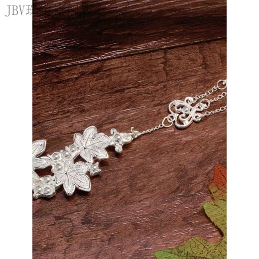 JBV Old Phoenix 999 sterling silver pure silver new style autumn maple leaf hairpin Chinese style ancient style walking tassel silver hairpin hairpin maple leaf hairpin same style