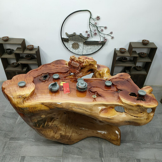Muebles de madera muebles reales Tallado de té Mesa de té de árbol Té de té de té entero