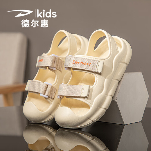 Delhui Kindersandalen nicht rutschfeste Softbeutel-Toe Schuhe Loch Schuhe Strand Schuhe Mittelschule Kinder Jungen Sandalen Mädchen Strand Schuhe Beige 32