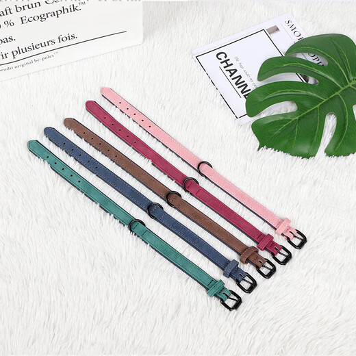 Dog collar leather collar leash dog walking collar adjustable size decorative collar dog pet supplies gray 1.5cm