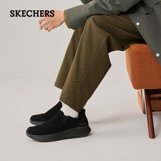 Skechers walking shoes men's velvet warm autumn and winter new comfortable sports casual shoes one-leg walking shoes 217081