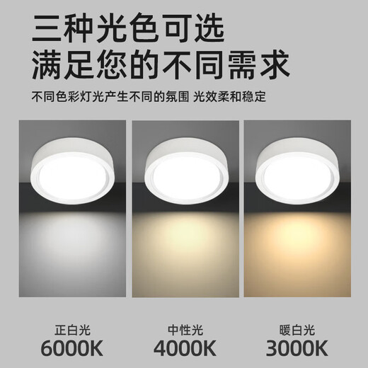 Biuyum ultra-thin surface-mounted downlight, round LED small ceiling installation, ceiling light, aisle light, entrance corridor, entrance ceiling spotlight, white-15W-neutral light