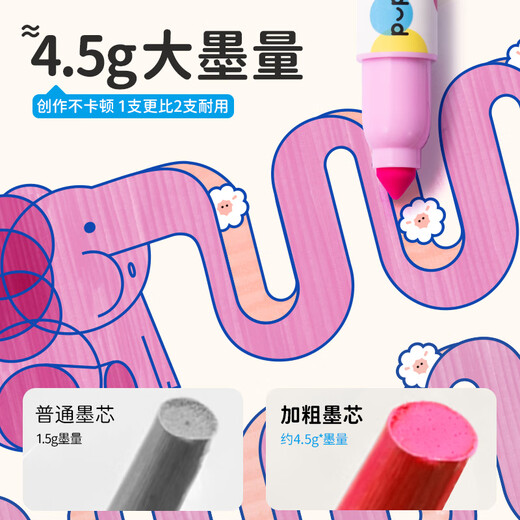 得力（deli）36色小胖丁儿童易洗水彩笔画画彩色涂色颜色笔美术画材收纳筒考试毕业绘画礼物速写 HM518-36