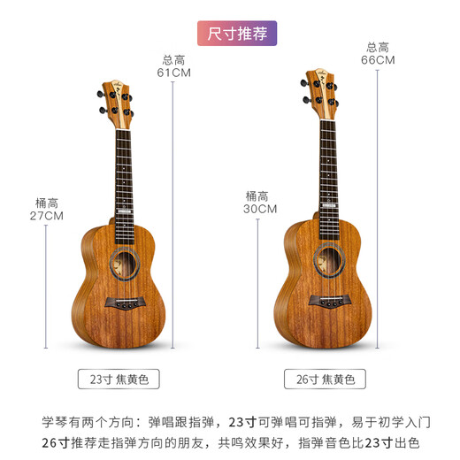 Encore (AKouls) Uklili de nivel de entrada de ukelele Guitarra para niñas de 23 pulgadas para niñas, Paquete Clásico de 23 pulgadas + Enseñanza