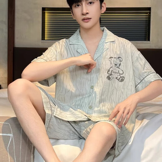 Langsha 2025 Nouveau été à glace fraîche de glace à manches courtes pour hommes à manches courtes pour hommes à la mode pour les vêtements de vêtements pour garçons. Ice Silk 6627 L Hauteur recommandée 170, poids 100-130