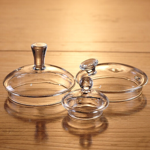 11 Deckel hoher Borosilikat-Wärme-resistenter Hochtemperatur-Glasdeckelblüte Teekanne Wasserbecher Deckel Haushalts-Set-Zubehör High Transparent HM1047-Holzperlen 60 Seitengriff Deckel