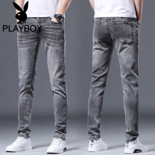 
Playboy (PLAYBOY) summer quick-drying thin men's jeans versatile slim feet stretch pants men's Korean style trendy youth trousers 1049 32