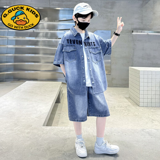 G.Duckkids Boys Summer Suit 2025 Новый джинсовый модный корейский стиль детей среднего возраста.