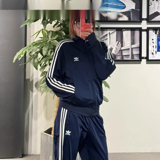 阿迪达斯 （adidas）男女2025夏款经典条纹立领藏青复古夹克外套 IR9893 藏青IR9893 (现货) M