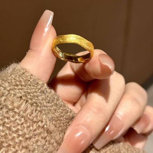 OEMG Old Phoenix Gold Store Model 18k Gold Plated Silk Ring Ancient Gold Color Valentine's Day Confession Gift for Girlfriend (Silk Road) Ring Opening