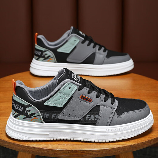 Huaqing Spring Men's Shoes New Breathable White Shoes White Style Coreano Mas de moda Sports y zapatillas de tablero casual de suela gruesa y zapatos de moda 9195 White 39