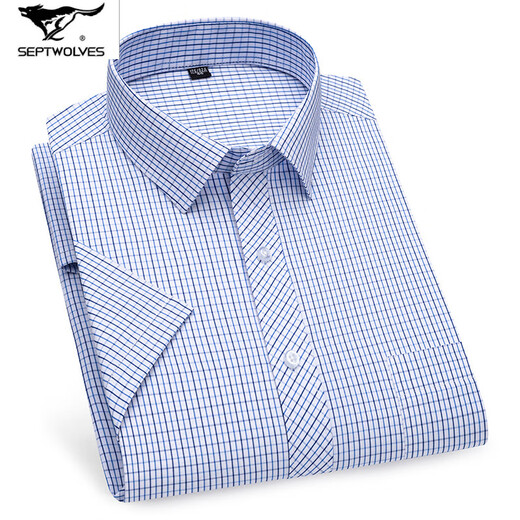 
Seven Wolfs 2025 summer middle-aged men's short-sleeved shirt for business professional formal wear without ironing quality cotton men's high-end shirt DX6624 43