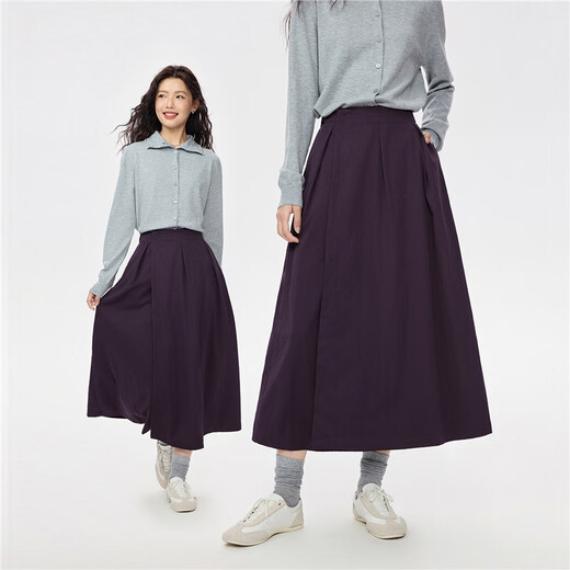 
Giordano big skirt for women with loose pleated pleated half-elastic waist A-line skirt for women 13465867